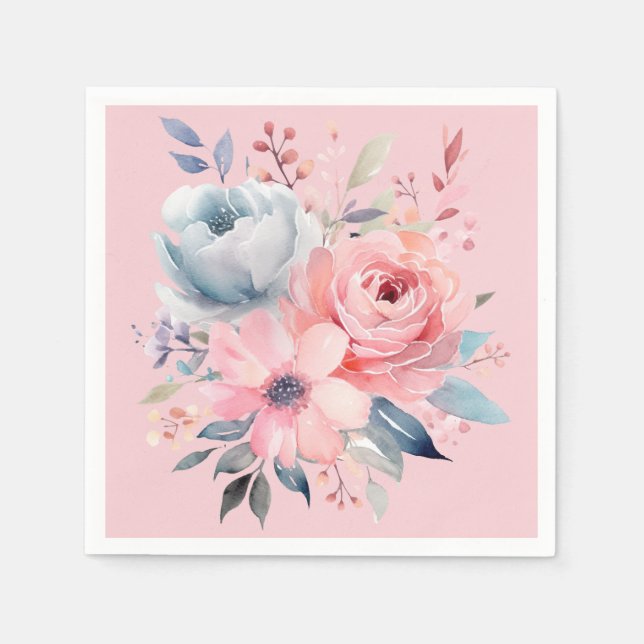 Pale Pink Peonies Bouquet Shower Napkin (Front)