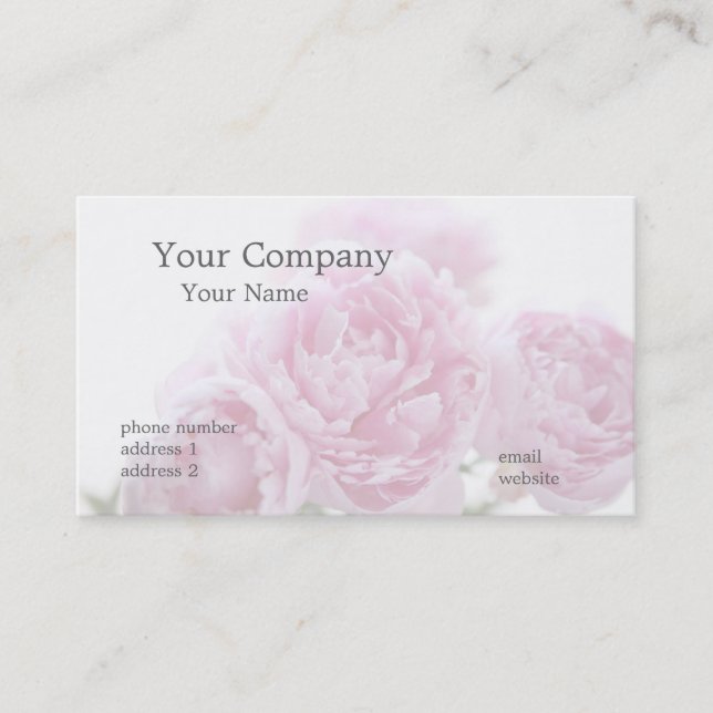 pale pink peonies business card (Front)