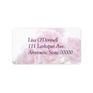 Pale pink peonies fade label