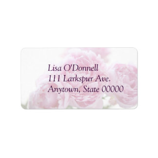 Pale pink peonies fade label
