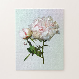 Pale Pink Peony and Bud Jigsaw Puzzle