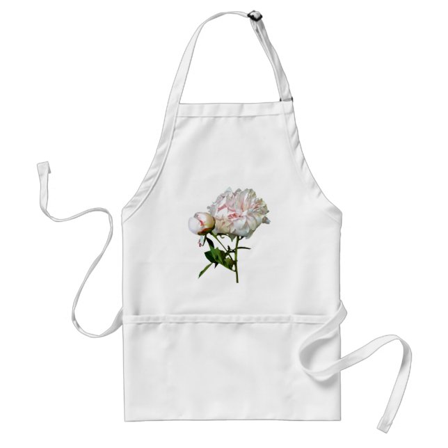 Pale Pink Peony and Bud Standard Apron (Front)
