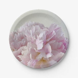 Pale pink peony closeup Paper Plate