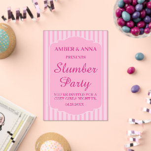 PALE PINK PEROSNALIZED NAME SLUMBER PARTY ACRYLIC INVITATIONS