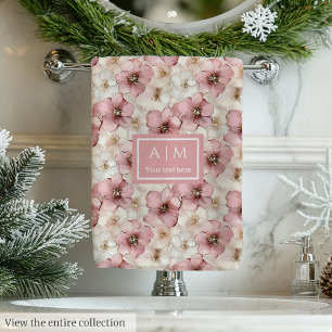 Pale Pink Petals Towel Chic Custom Name Bathroom