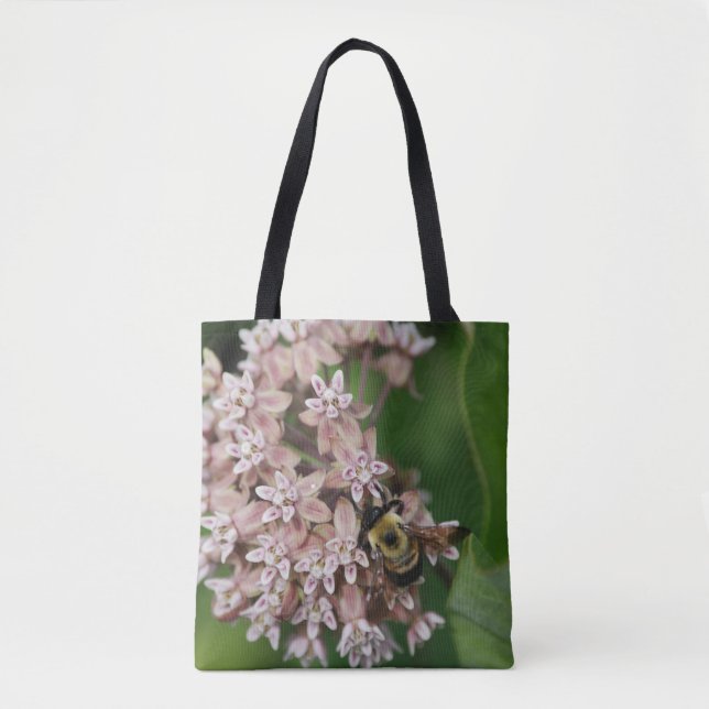 Pale Pink Petals with Bee Tote Bag (Front)