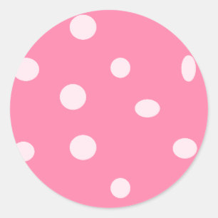 Pale pink polka dots on pink classic round sticker
