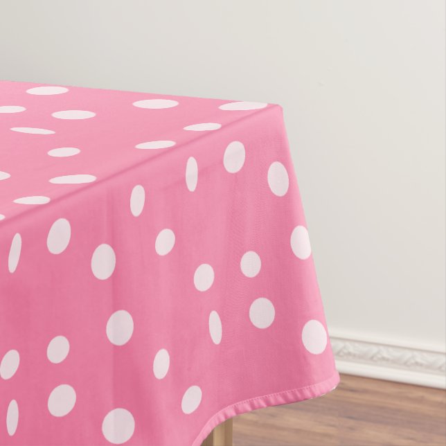 Pale pink polka dots on pink tablecloth (In Situ)