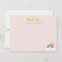 Pale Pink Pretty Rainbow Sunshine Thank You Note
