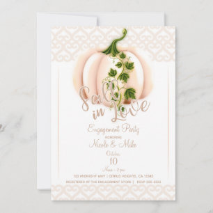 Pale Pink Pumpkin FALL IN LOVE Engagement Party Invitation