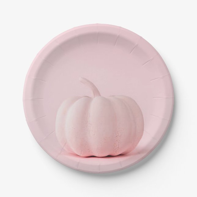 Pale pink pumpkin paper plate (Front)