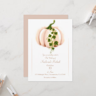 Pale Pink Pumpkin Storybook Chic Fall Wedding  Invitation