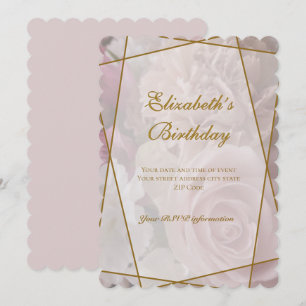 Pale Pink Rose Birthday Invitation Card