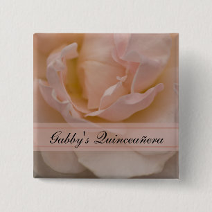 Pale Pink Rose Floral Quinceañera 15 Cm Square Badge