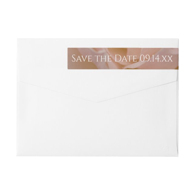Pale Pink Rose Floral Wedding Save the Date Wrap Around Label (Back)