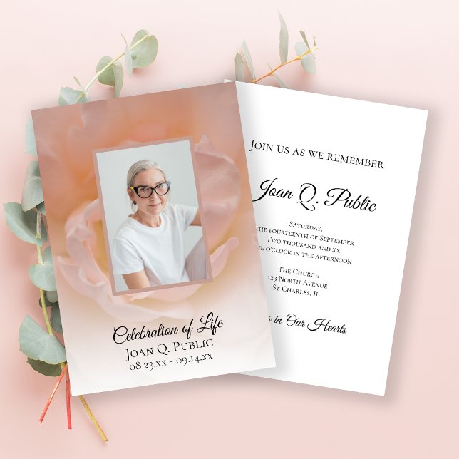 Pale Pink Rose Flower Celebration of Life Invitation (Creator Uploaded)