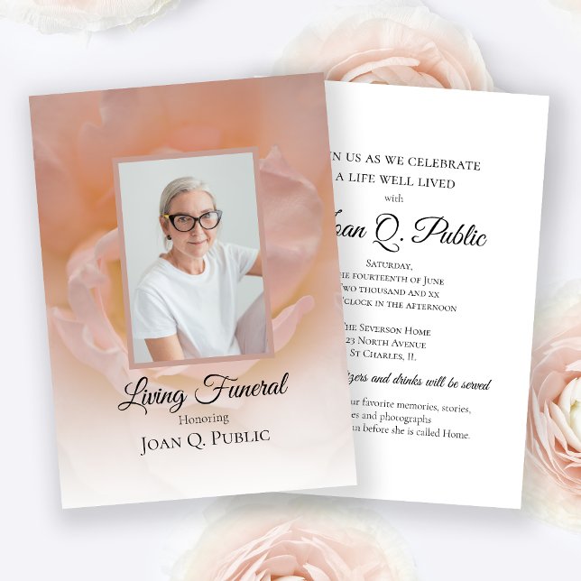 Pale Pink Rose Flower Petals Living Funeral Party Invitation (Creator Uploaded)