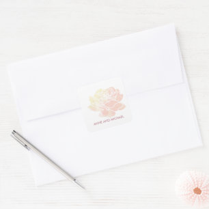pale pink rose flower, pretty floral wedding  square sticker