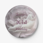 Pale Pink Rose Paper Plates, 101st Birthday Party