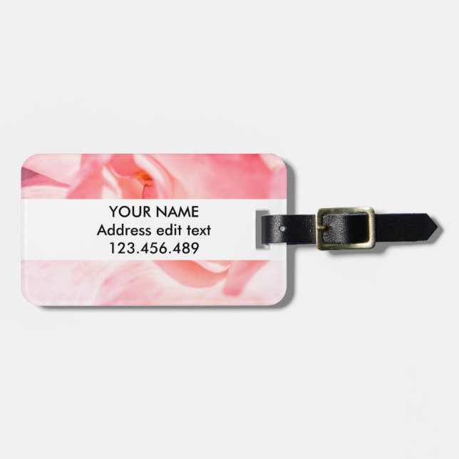 Pale pink Rose Petals Luggage Tag (Front Horizontal)