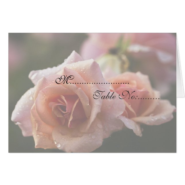 Pale Pink Rose Place Setting Card (Front Horizontal)