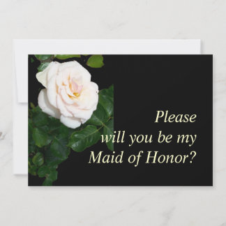 Pale Pink Rosebud Maid of Honor Request Card