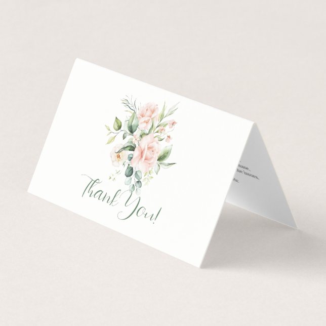 Pale Pink Roses Bouquet Illustration Business Card (Front)