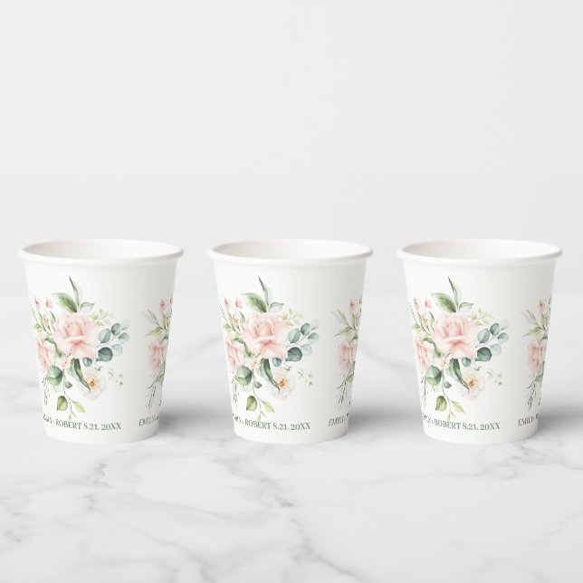 pale pink roses bouquet paper cups (Multi)