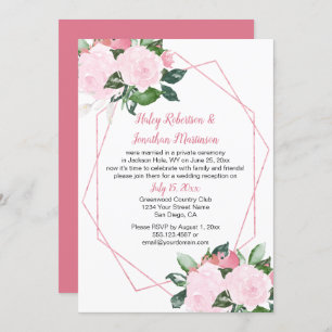 Pale Pink Roses Geometric Reception Only   Invitation