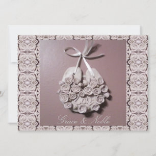 Pale Pink Roses Love Horseshoe Traditional Wedding Invitation