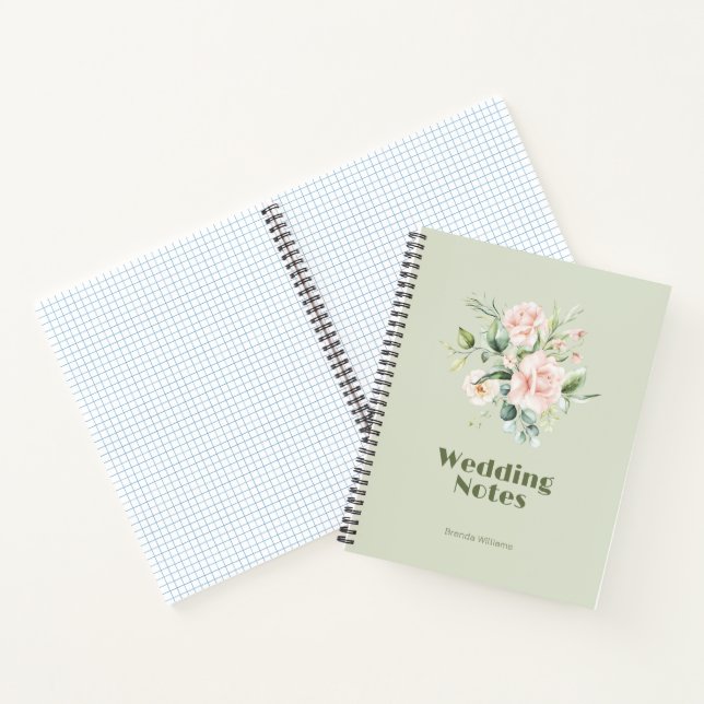Pale Pink Roses Wedding Notes Notebook (Inside)
