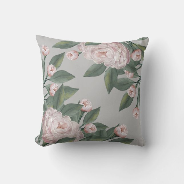 Pale Pink Roses With editable background Cushion (Front)