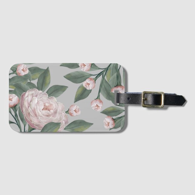 Pale Pink Roses With editable background   Luggage Tag (Front Horizontal)