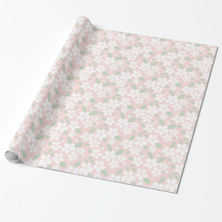 Pale Pink Sakura Japanese Accent Floral Pattern Wrapping Paper