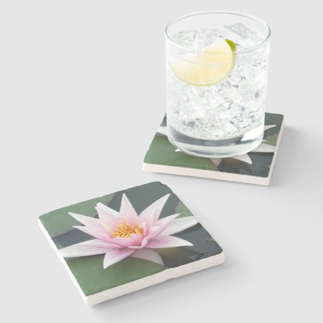 Pale Pink Single Waterlily Coaster (Side)