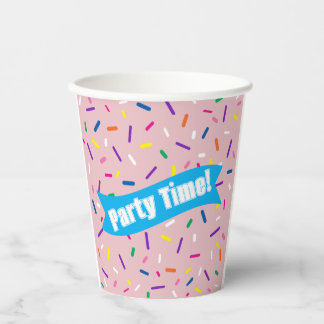 Pale Pink Sprinkles 'Party Time!' Paper Cups 