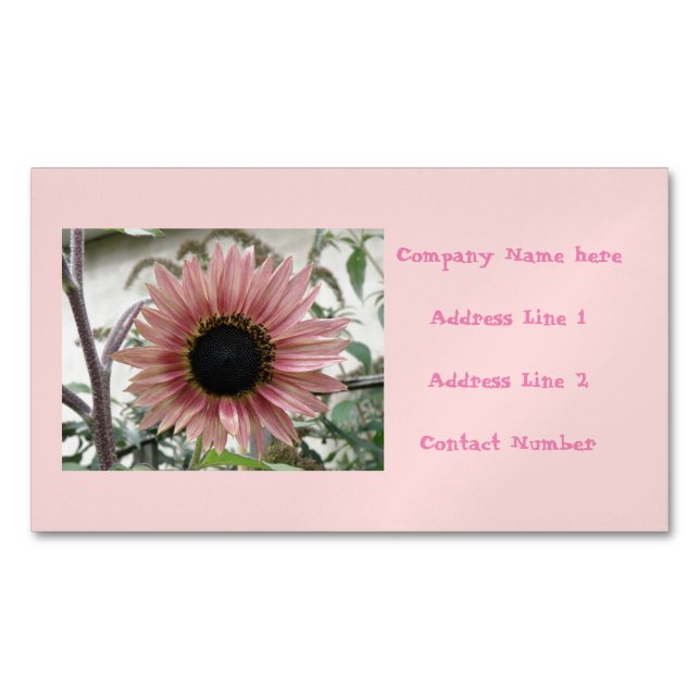 Pale Pink Sunflower Custom Business Magnets (Front)