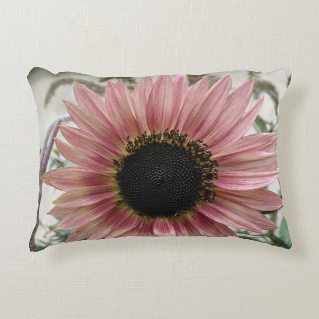 Pale Pink Sunflower Decorative Cushion (Front)