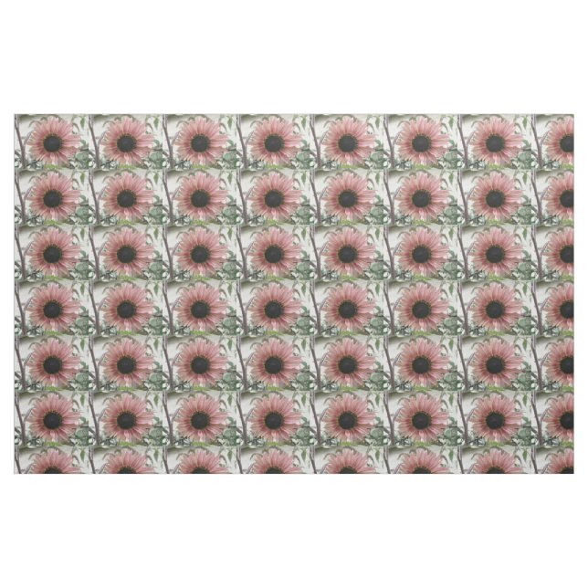 Pale Pink Sunflower Fabric (Fat Quarter)