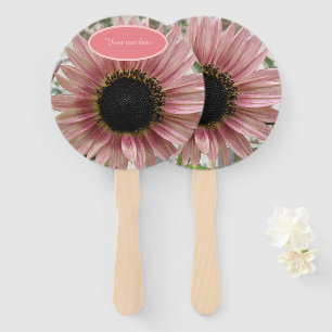 Pale Pink Sunflower Personalised Hand Fan