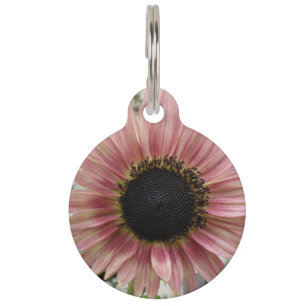 Pale Pink Sunflower Personalised Pet Tag