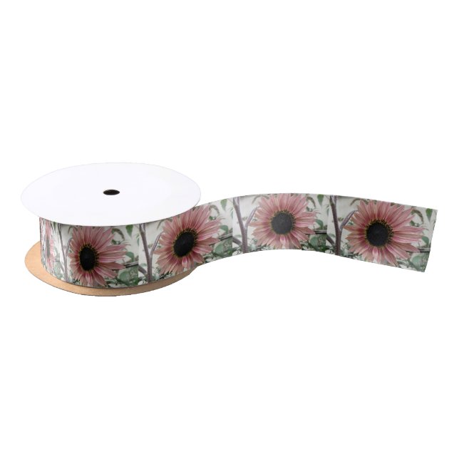 Pale Pink Sunflower Satin Ribbon (Spool)