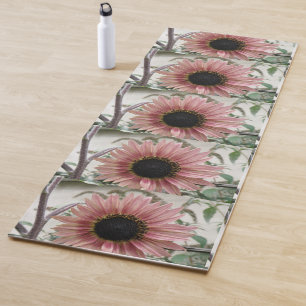 Pale Pink Sunflower Yoga Mat