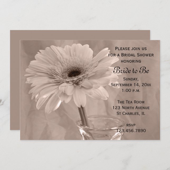 Pale Pink Tinted Daisy Bridal Shower Invitation (Front/Back)