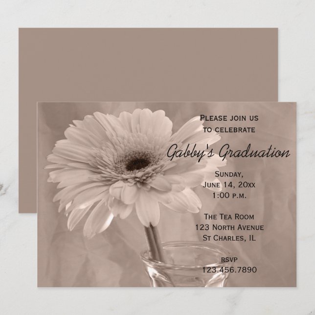 Pale Pink Tinted Daisy Graduation Party Invitation (Front/Back)