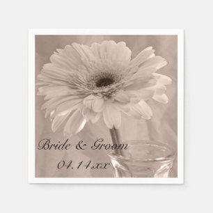 Pale Pink Tinted Daisy Wedding Napkin