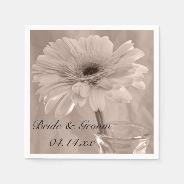 Pale Pink Tinted Daisy Wedding Napkin (Front)