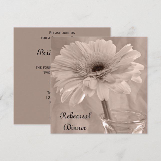 Pale Pink Tinted Daisy Wedding Rehearsal Dinner Invitation (Front/Back)