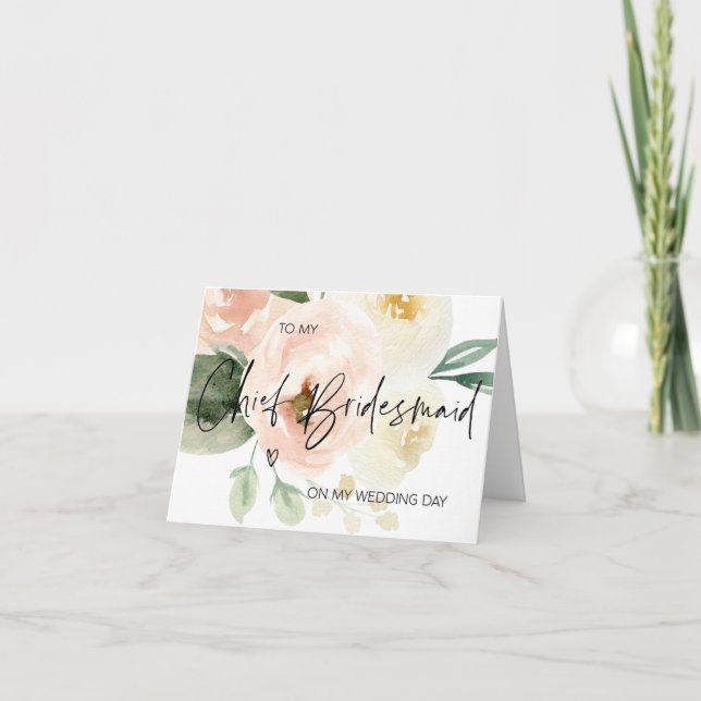 Pale Pink To My Chief Bridesmaid On My Wedding Day Card (Front)