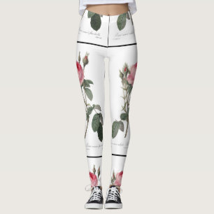 Pale pink vintage roses painting leggings